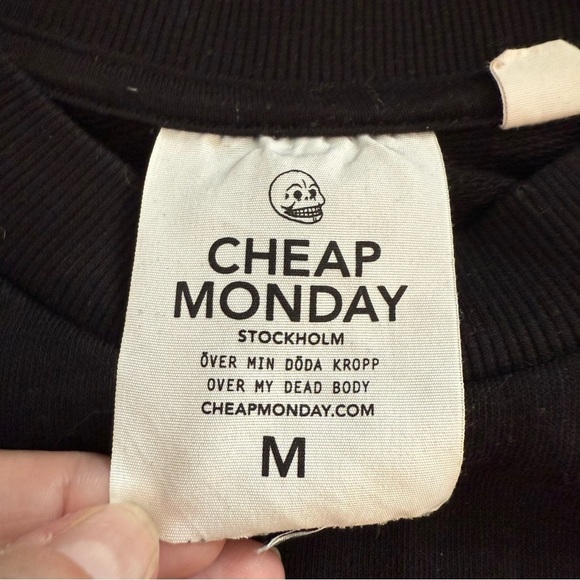 Cheap Monday Coach Block Logo Black and White Crewneck Long Sleeve Boxy Sweater - Picture 5 of 12